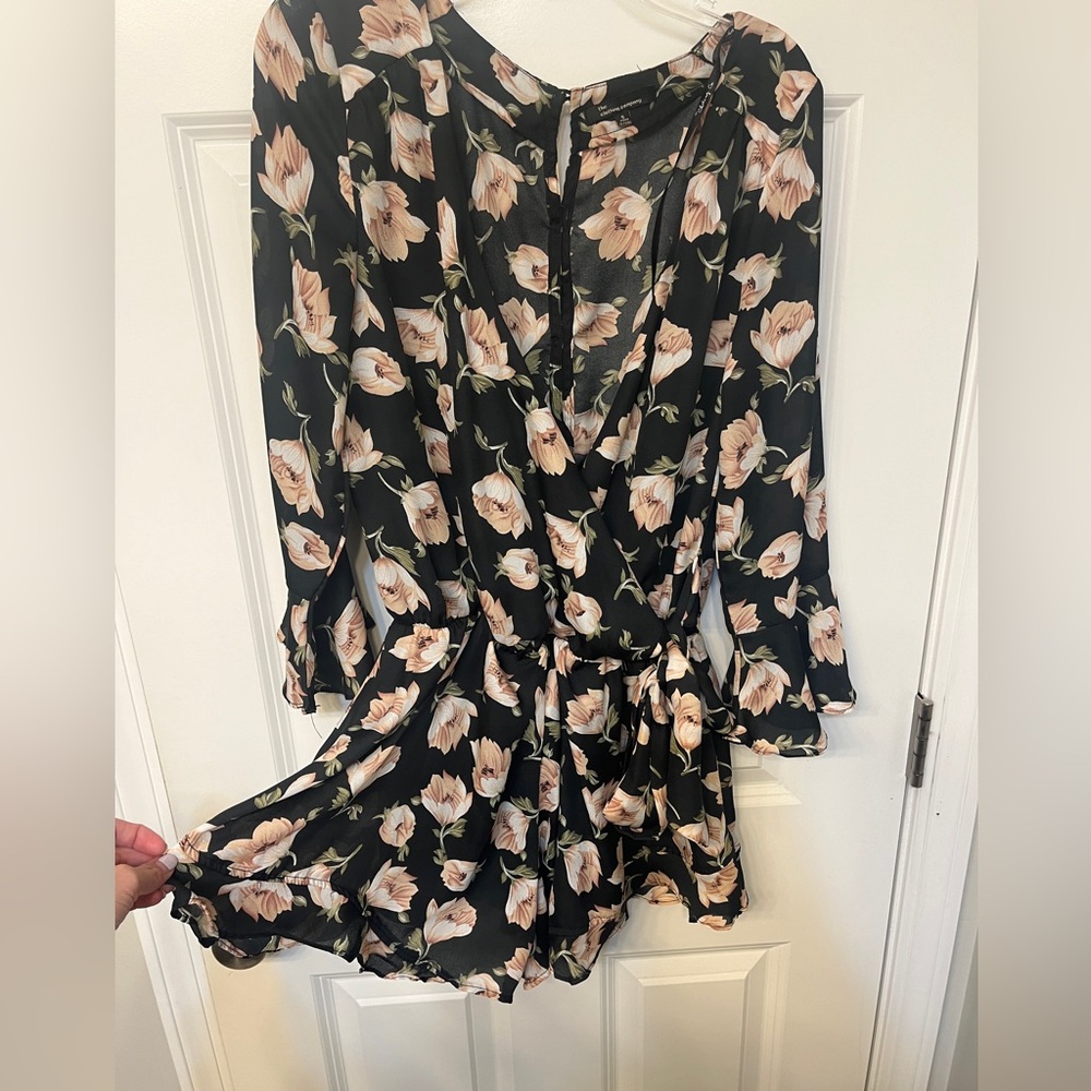 Floral Black and Pink Romper